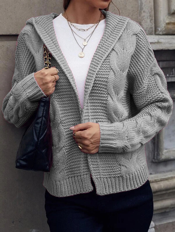 Damen Grobstrick-Cardigan mit Kapuze und strukturiertem Zopfmuster Drune