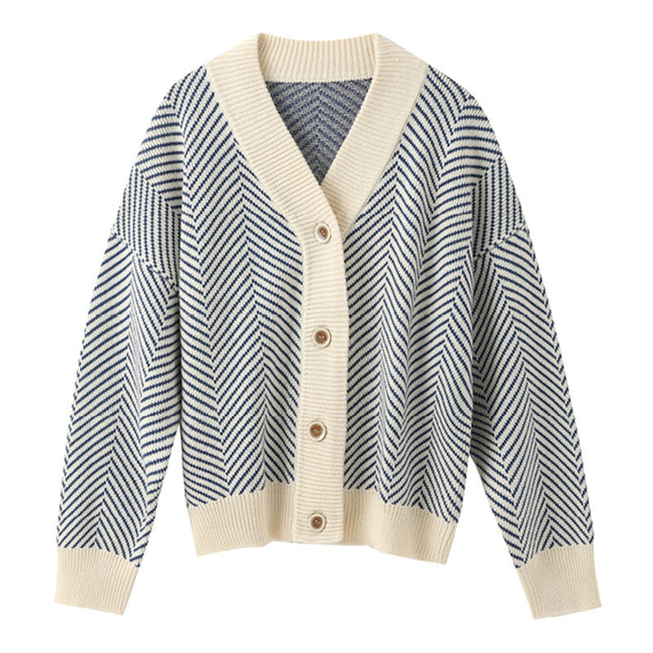 Damen Strickjacke mit modernem Zickzackmuster und kuscheligem Material Drune