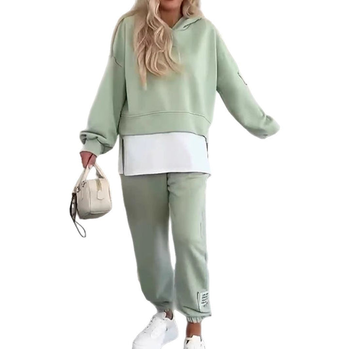 Damen lässiges Hoodie-Set mit elastischem Bund und voluminösen Ärmeln Drune