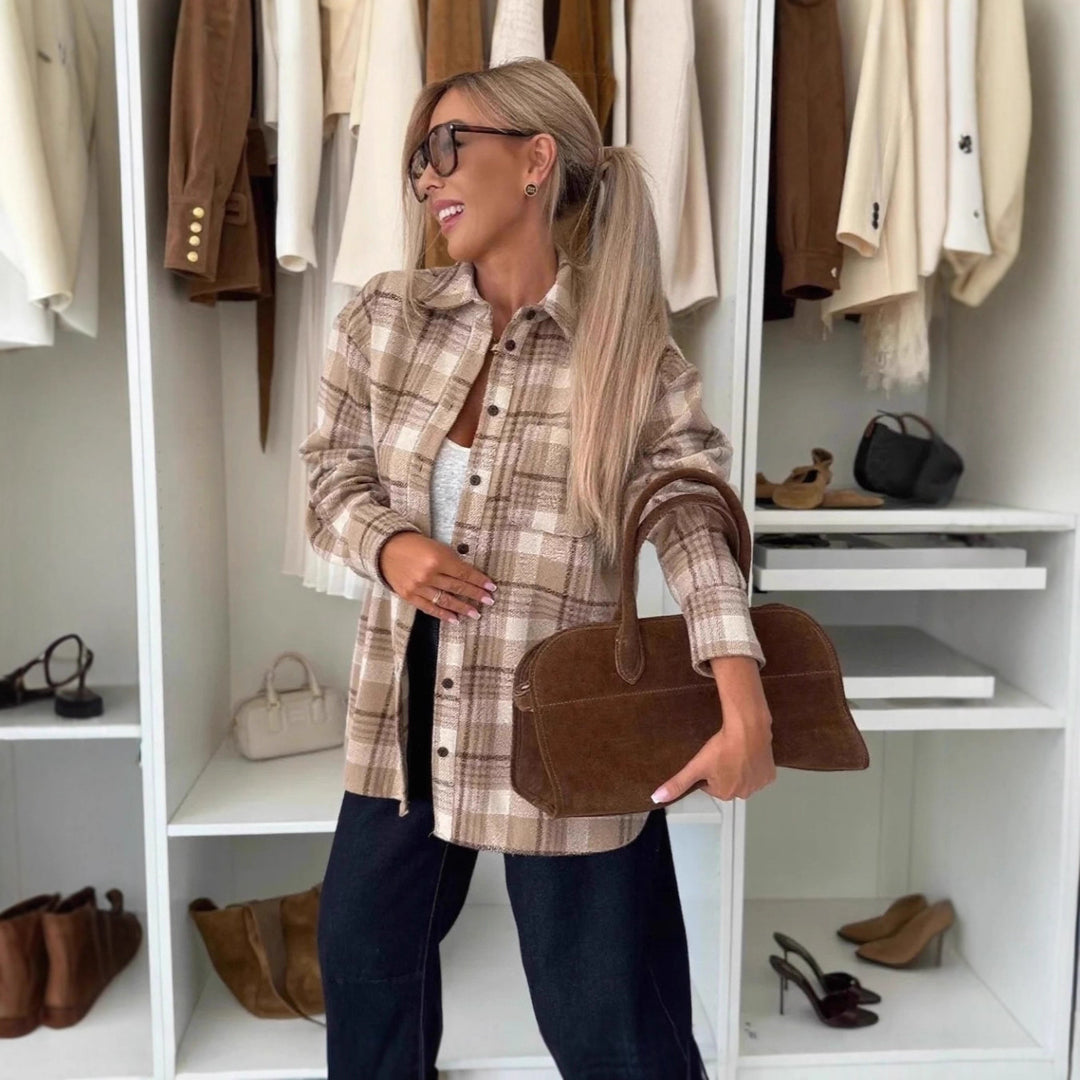 Damen Karierte Overshirt Drune