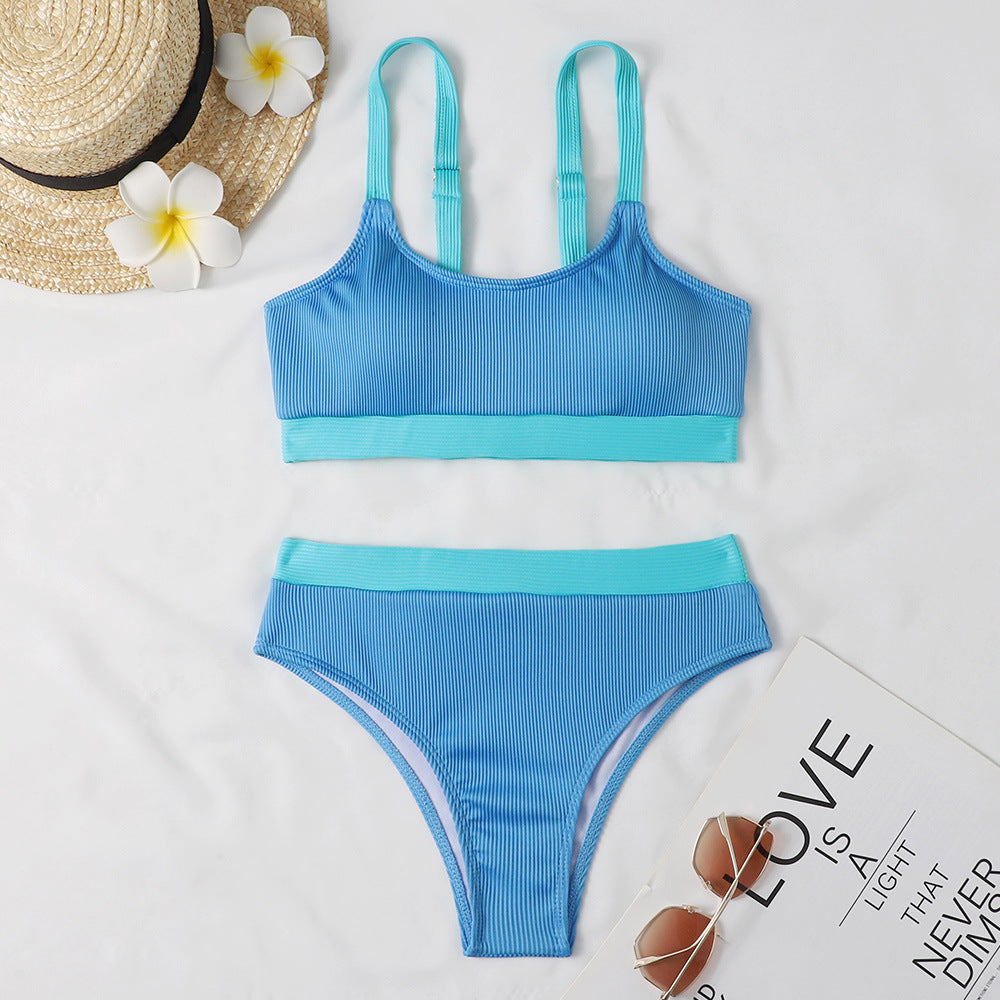 Damen Bikiniset mit raffiniertem Rippdesign und verstellbaren Trägern Drune
