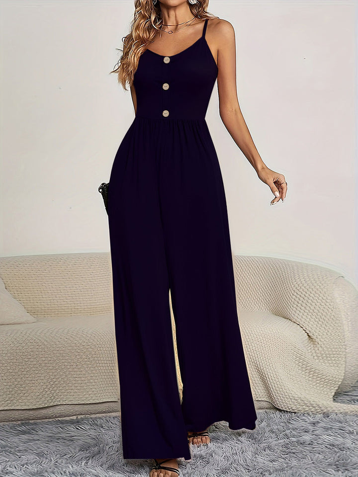 Damen Jumpsuit mit knöpfbarem Oberteil und weitem Bein Drune