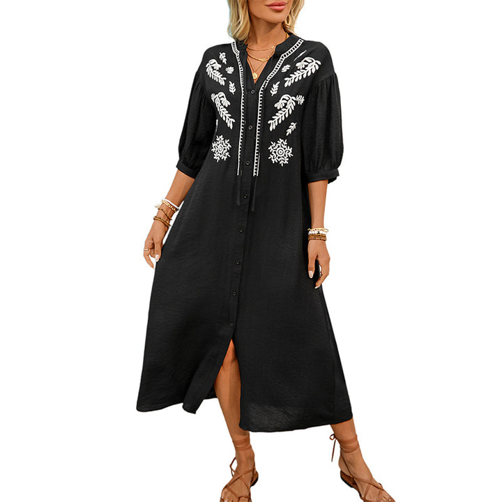 Damen Kleid mit elegantem besticktem Design und knielanger Passform Drune