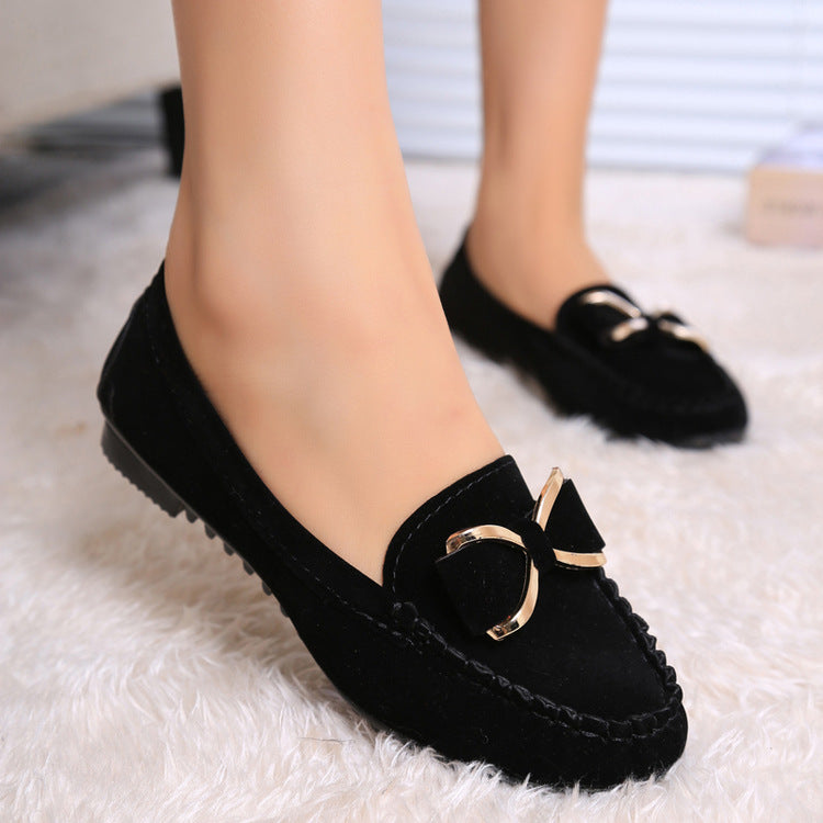 Damen nan elegante Mokassin Halbschuhe mit dekorativer Metallschnalle und rutschfester Gummisohle Drune
