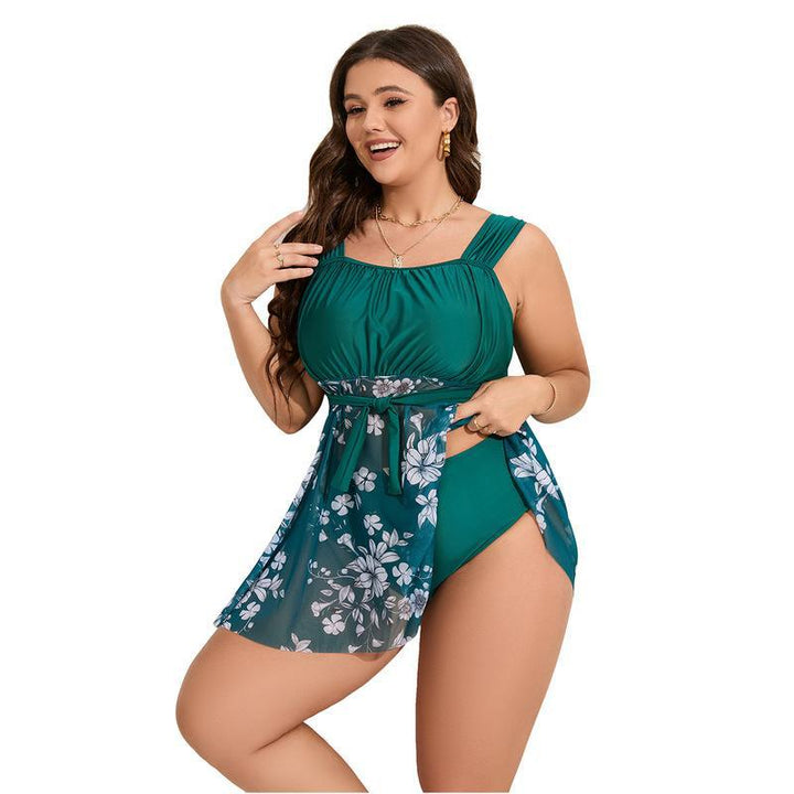 Damen Eleganter Strandkleid mit floralem Überwurf Drune