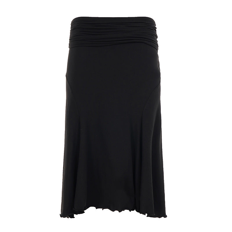 Damen Eleganter Wickelrock mit gerafftem Bund und schwingendem Saum Drune