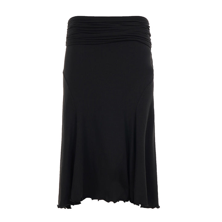 Damen Eleganter Wickelrock mit gerafftem Bund und schwingendem Saum Drune