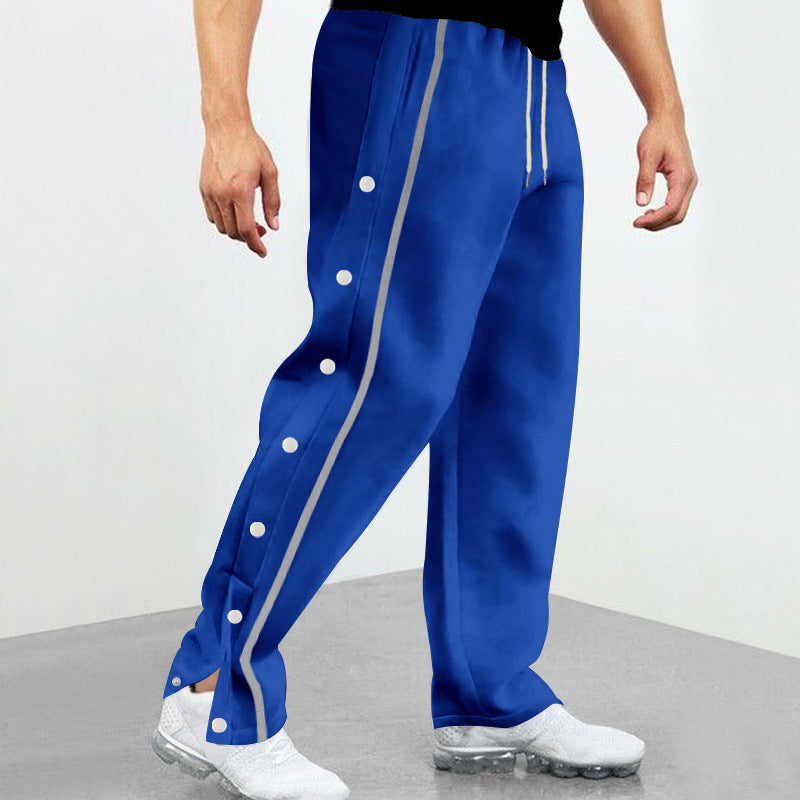 Herren nan Snap-Trackhose mit seitlichen Druckknöpfen, kontrastierendem Seitenstreifen und elastischem Kordelbund Drune