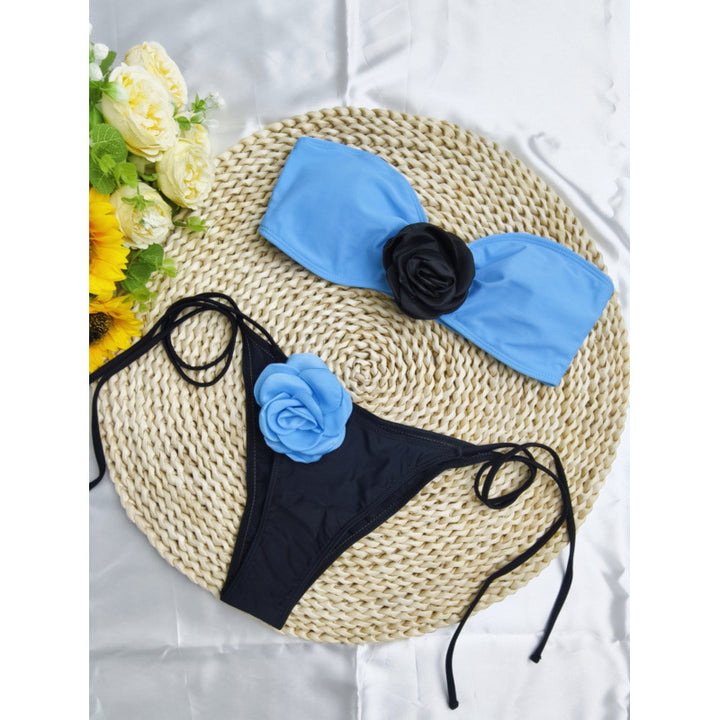 Damen Bikini mit floralem Detail und elastischen Trägern Drune