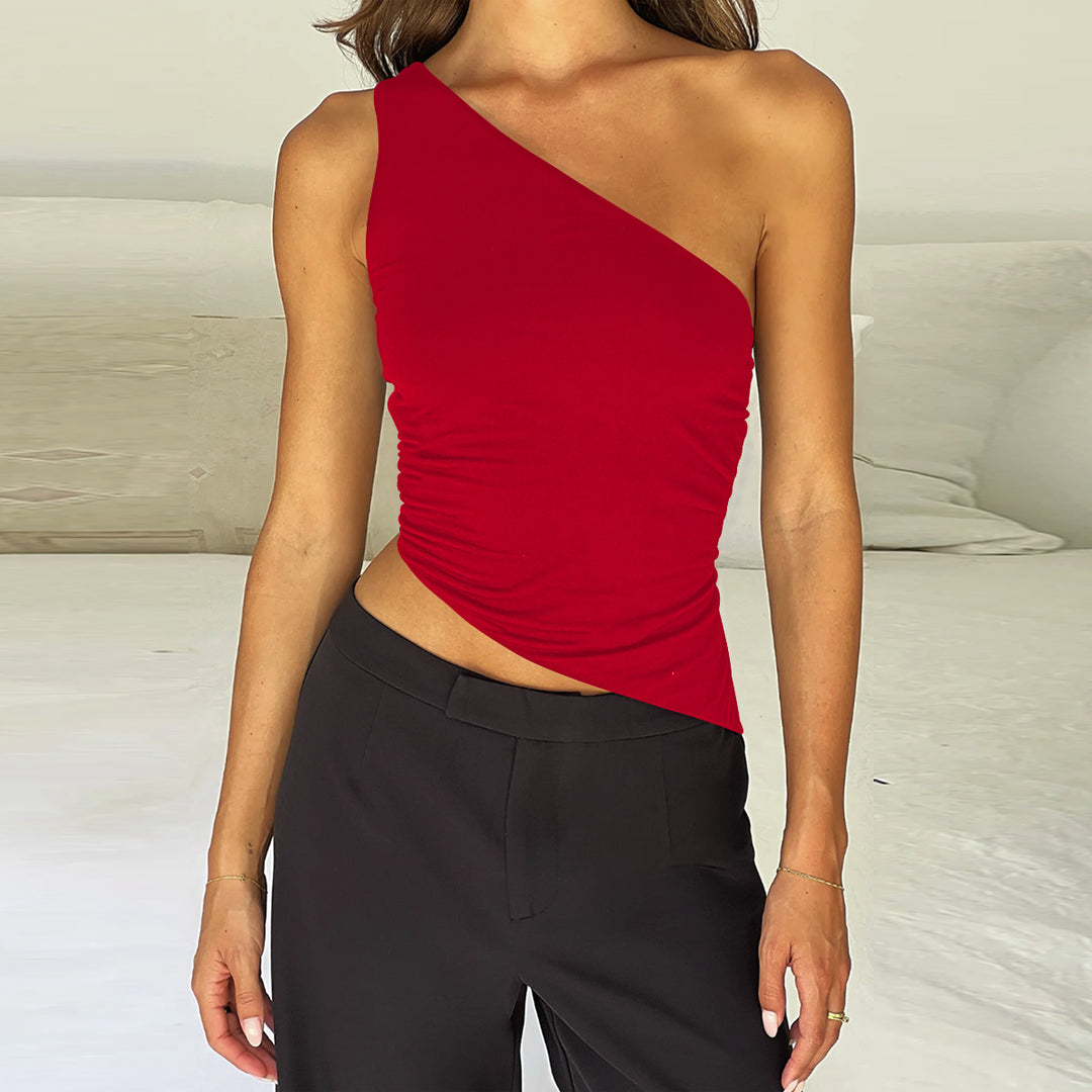 Damen Asymmetrisches Top mit Raffungen Drune