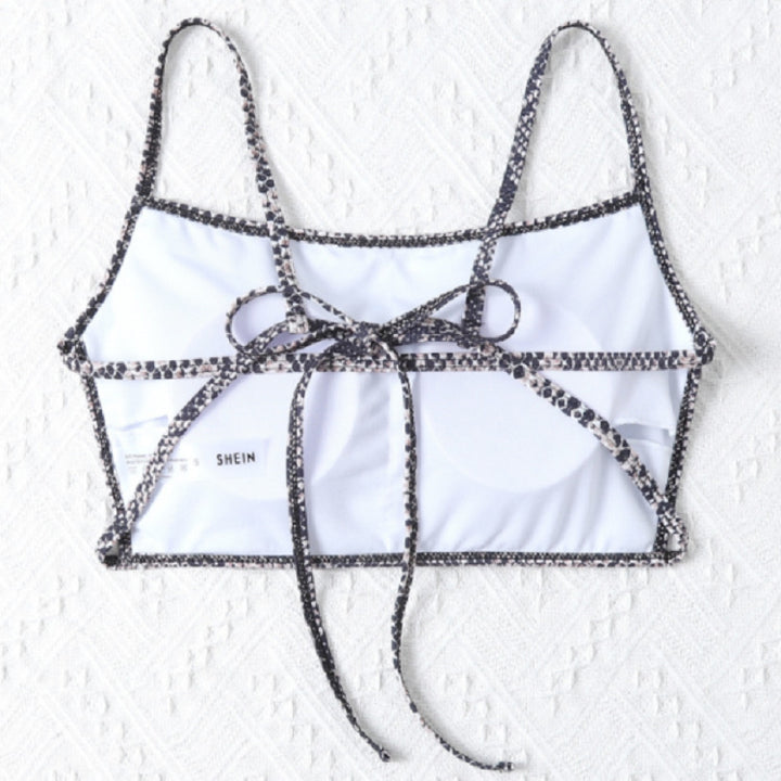 Damen Cropped Bikinioberteil mit Schlangenleder-Design Drune