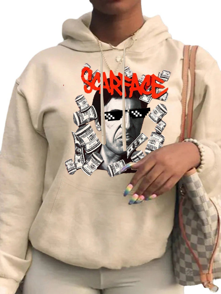Damen Kapuzenpullover mit kreativem Grafikdruck Drune