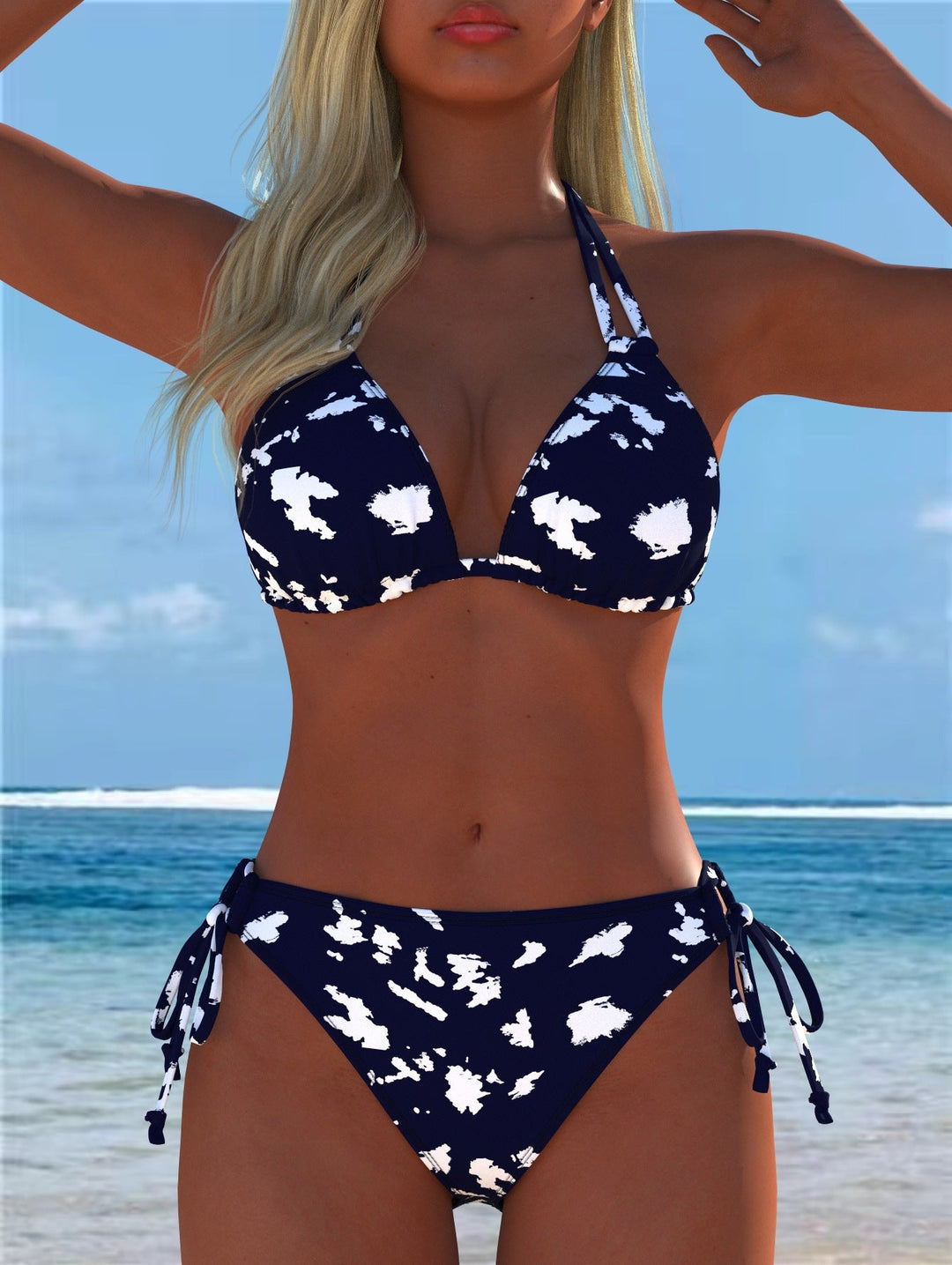Damen Bikini-Set mit verspieltem Schnitt und trendigem Mustermix Drune