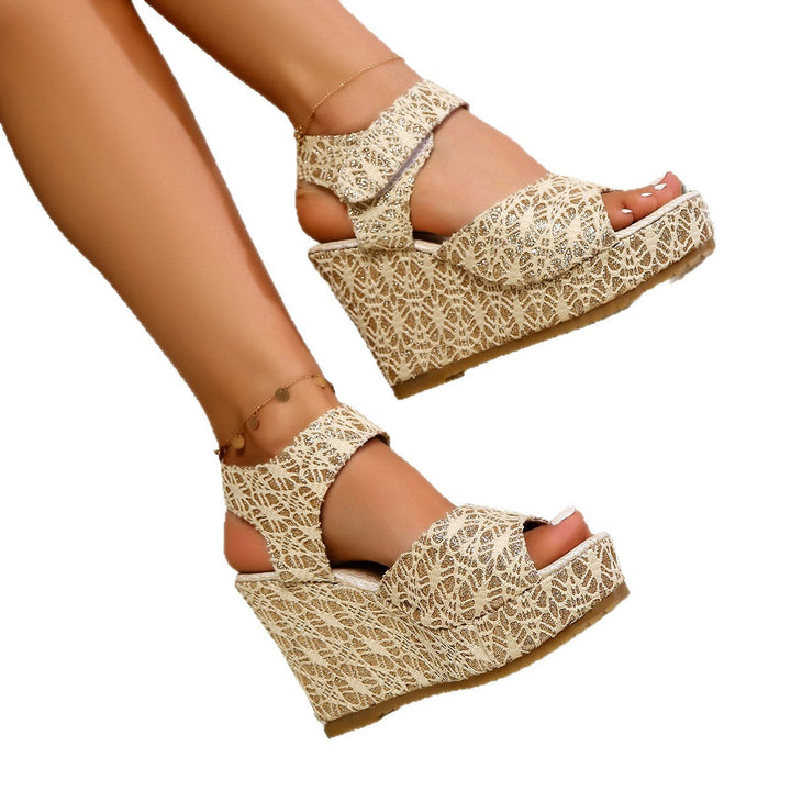 Damen Glitzernde Wedge-Sandalen mit verstellbarem Riemen Drune