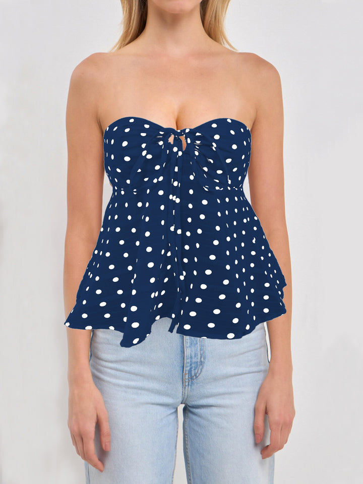 Damen Bandeau-Bluse mit floralem Design und Raffung Drune