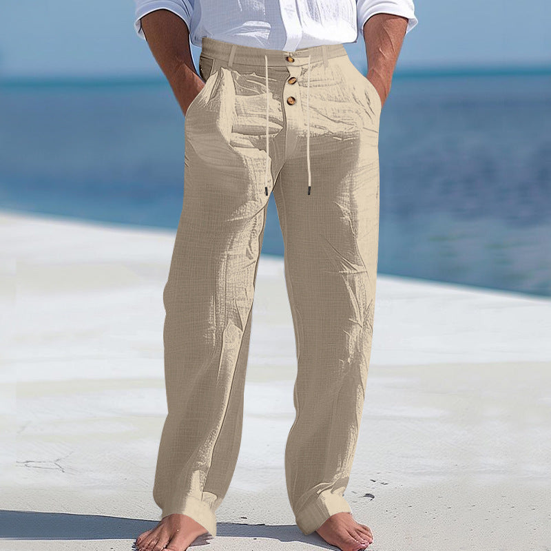 Herren lässige Hose mit hohem Bund und bequemen Taschen Heidi-Mode