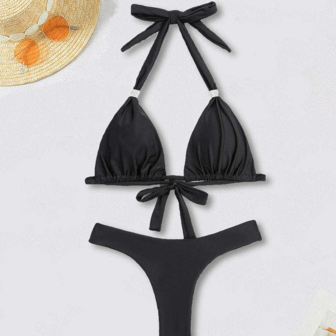 Damen Triangel-Bikini mit elegantem Metallverschluss und hohem Beinausschnitt Drune