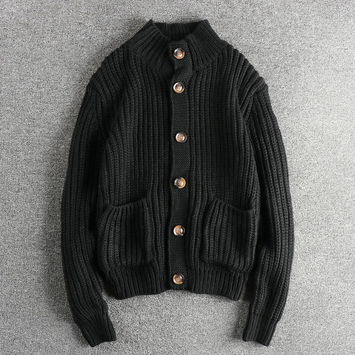 Damen Strickjacke mit großen Taschen und Knopfverschluss Drune