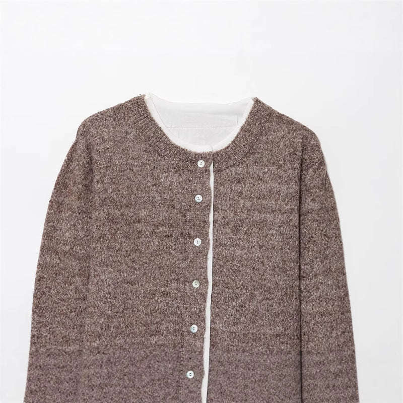Damen modische Strickjacke mit feinem Knit-Design und eleganten Knopfdetails Drune