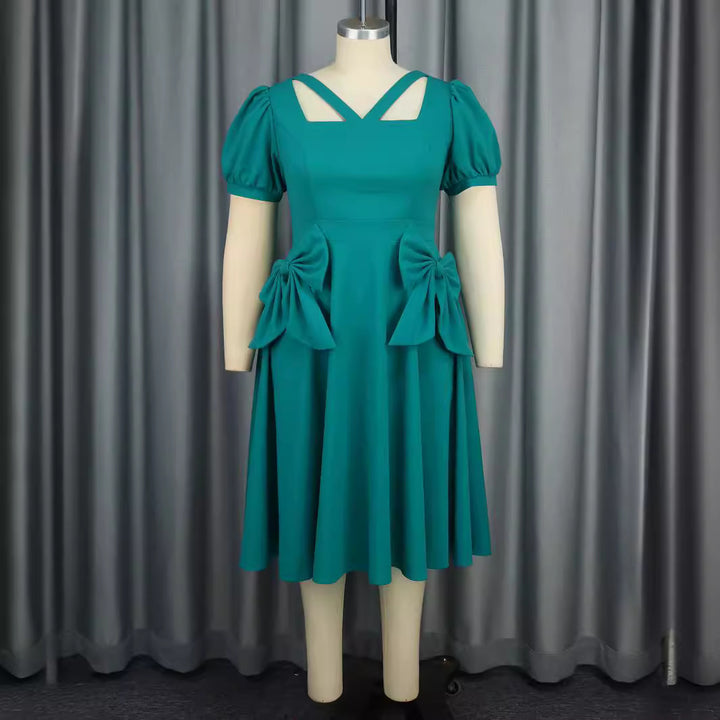 Damen Komfortables Kleid mit voluminösen Schleifen-Details Drune