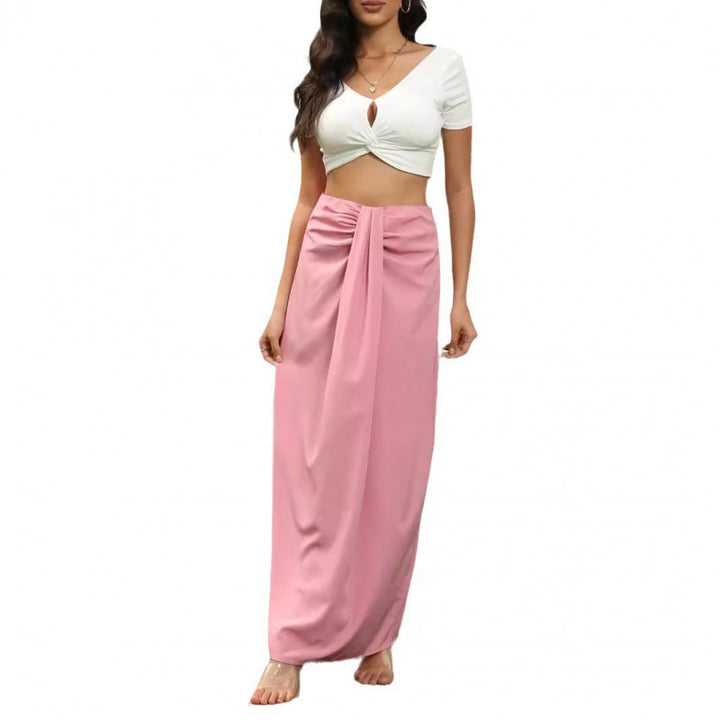 Damen Maxirock mit Raffungen und eleganter Schleife Drune