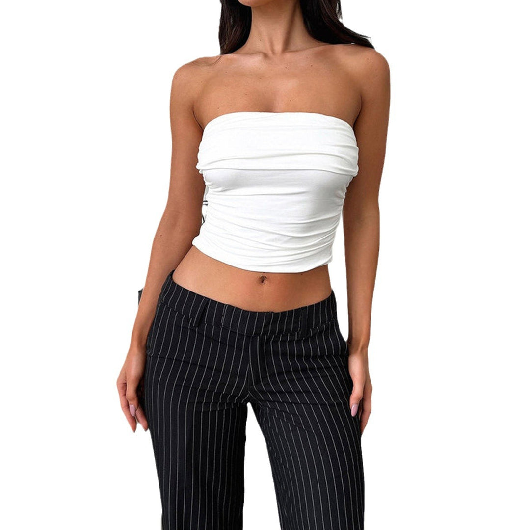 Damen Bandeau Top mit gerafftem Design Drune