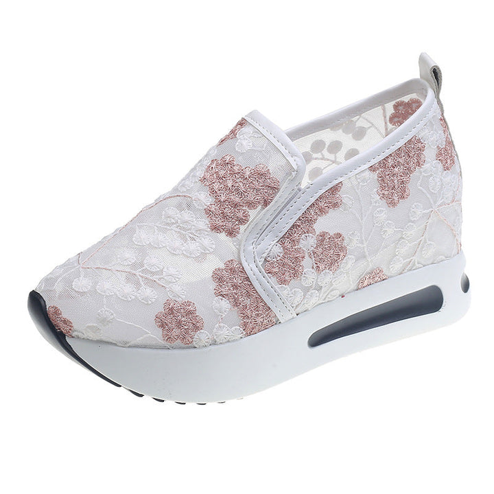 Damen Komfortable Sneaker mit floralem Stickmuster und rutschfester Sohle Drune