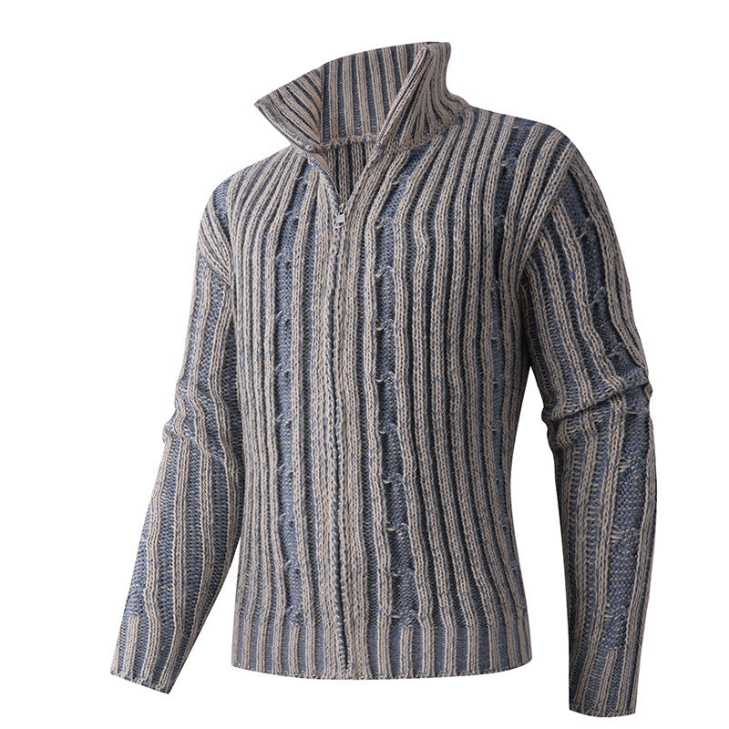 Herren modische Strickjacke mit hochabschließendem Reißverschluss und einzigartigem Muster Drune