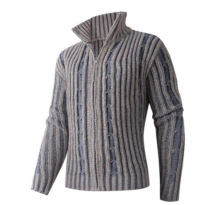 Herren modische Strickjacke mit hochabschließendem Reißverschluss und einzigartigem Muster Drune