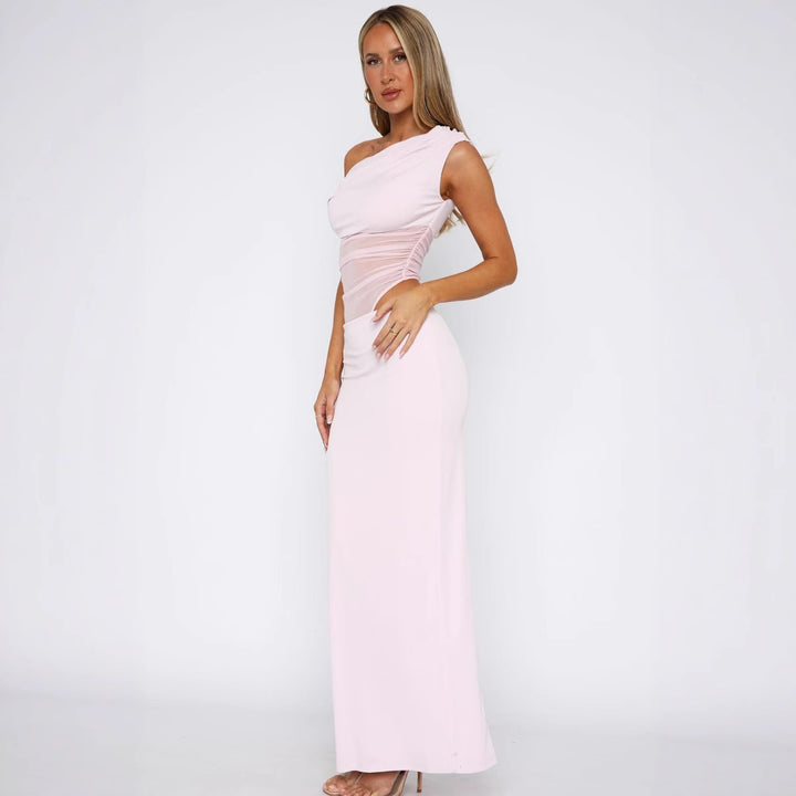 Damen Elegantes Maxikleid mit asymmetrischem Schnitt und transparenten Einsätzen Drune