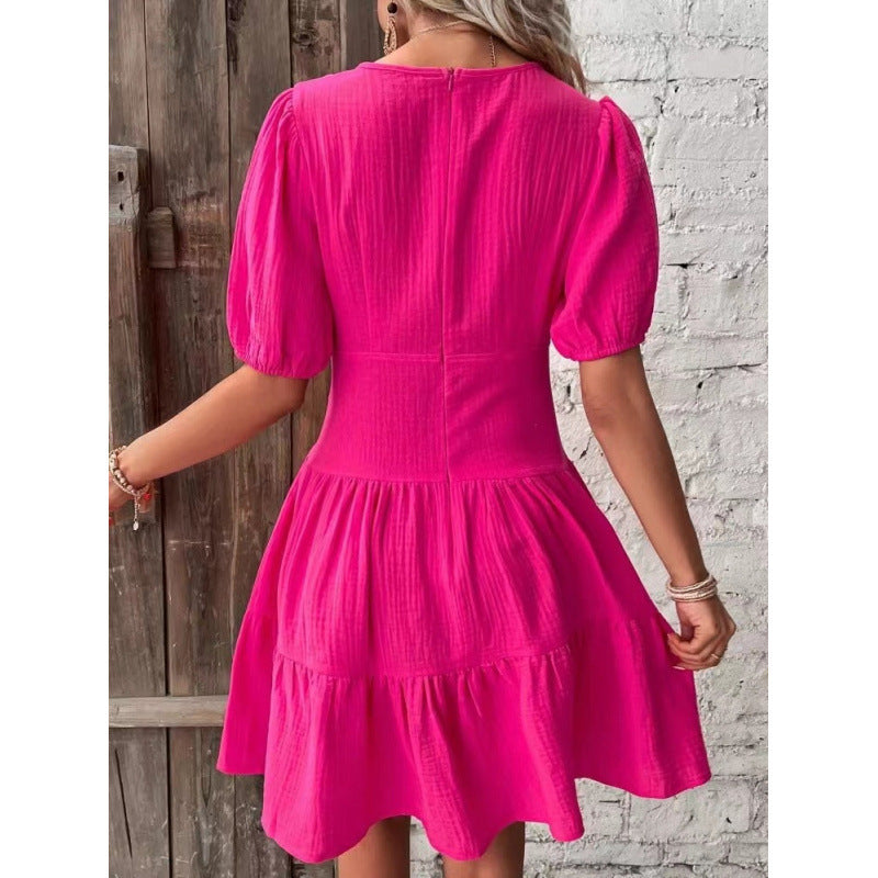 Damen Midi-Kleid mit Ballettärmeln und tiefem V-Ausschnitt Drune
