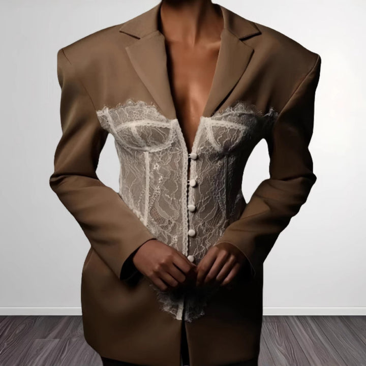 Damen Couture Blazer mit Spitzeneinsätzen Drune