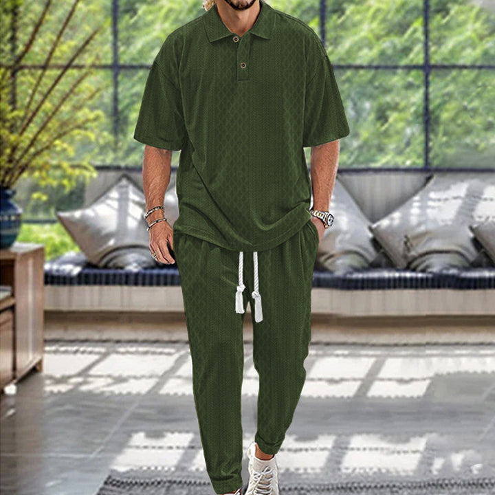Herren lässiger Freizeitanzug mit modischem Strukturdesign Drune