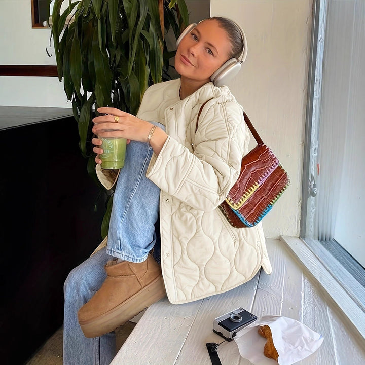 Damen Steppjacke mit großen Taschen und Rundhalsausschnitt Drune