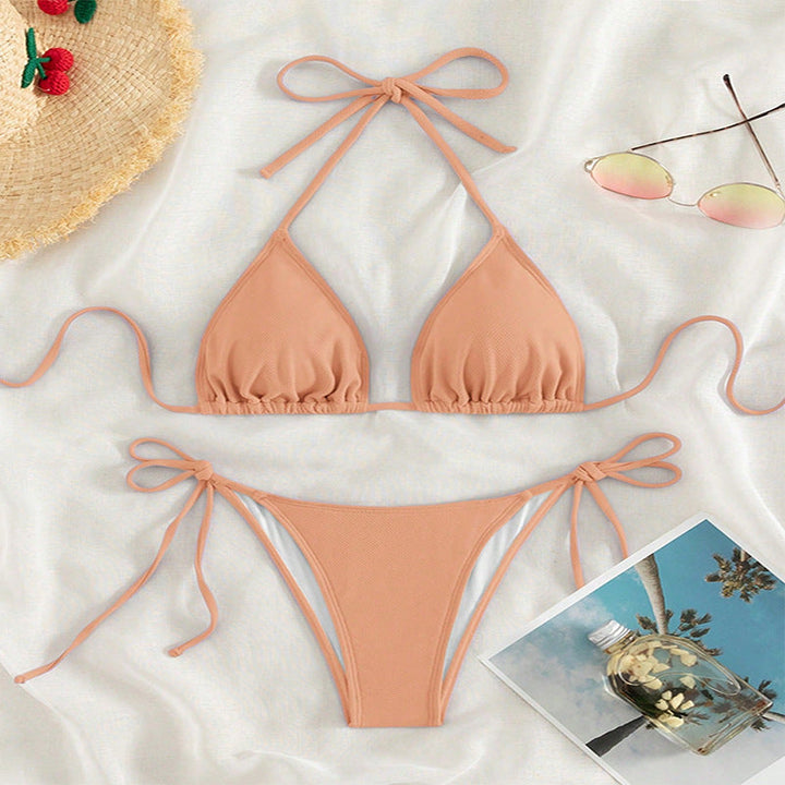 Damen Triangel-Bikini mit verstellbaren Bindebändern und hoher Beinausschnitt Drune