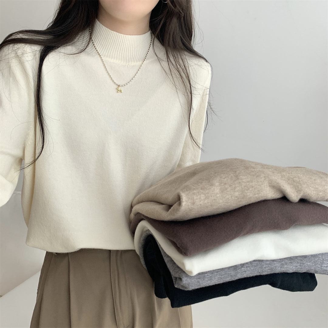 Damen Feinstrickpullover mit modernem Stehkragen und lässigem Schnitt Drune