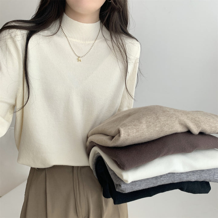 Damen Feinstrickpullover mit modernem Stehkragen und lässigem Schnitt Drune