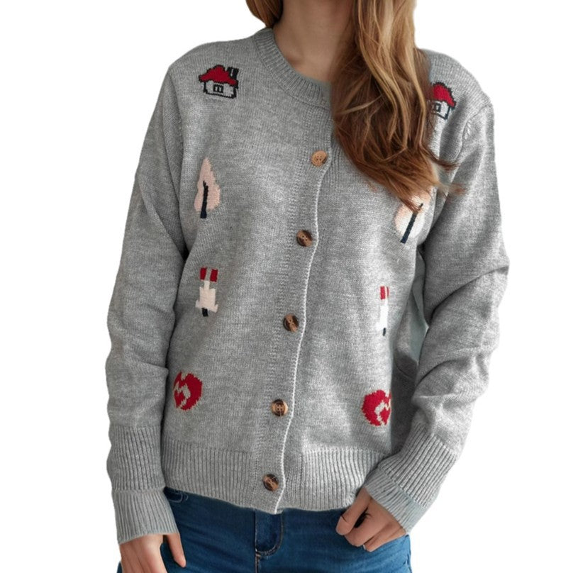Damen Strickjacke mit kunstvollem Motiv Drune