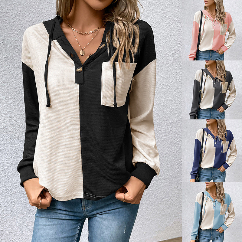 Damen lässiges Pulloverhemd mit stylishen Kontrastdetails Drune