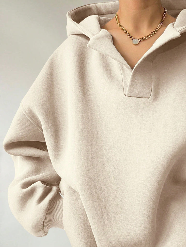 Damen Oversized Kapuzenpullover mit einzigartigem Kragen Drune