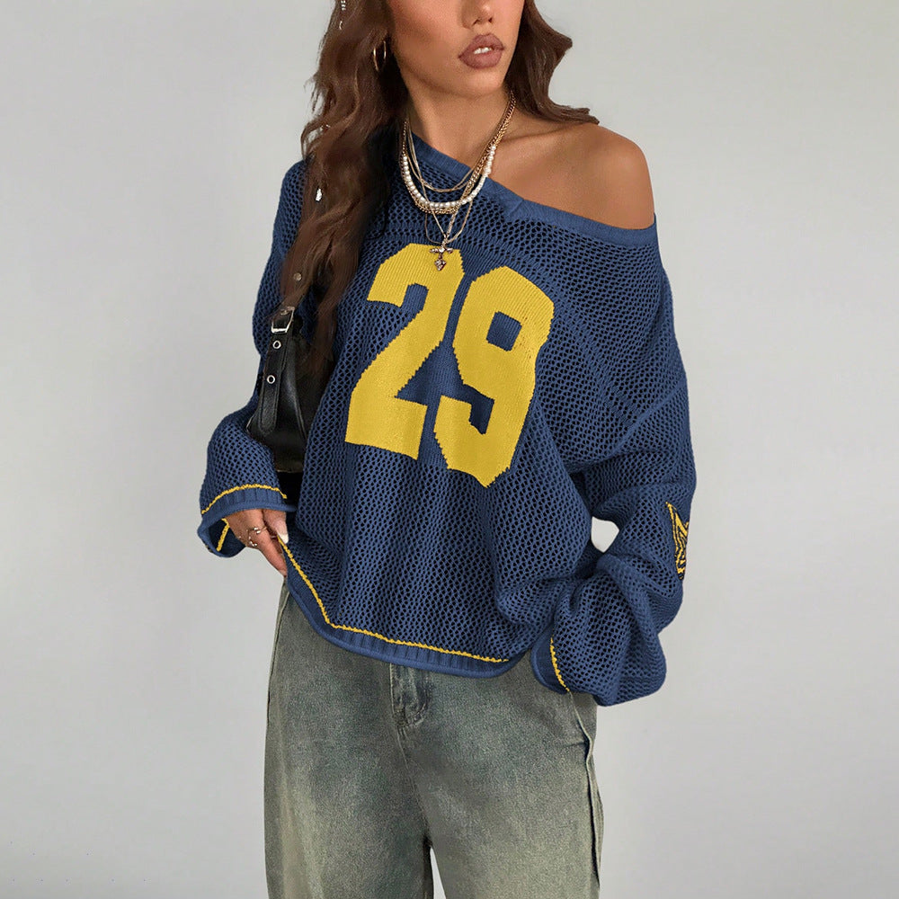 Damen Sportliches Oversized Netzoberteil mit tiefem Rückenausschnitt Drune