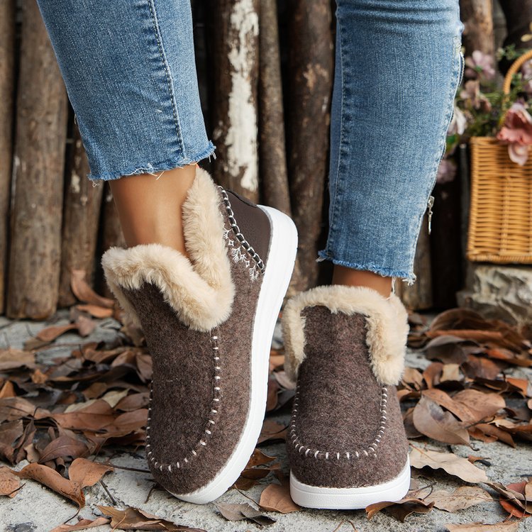 Damen Gemütliche Winter-Stiefeletten mit flauschigem Innenfutter und robustem Profil Drune