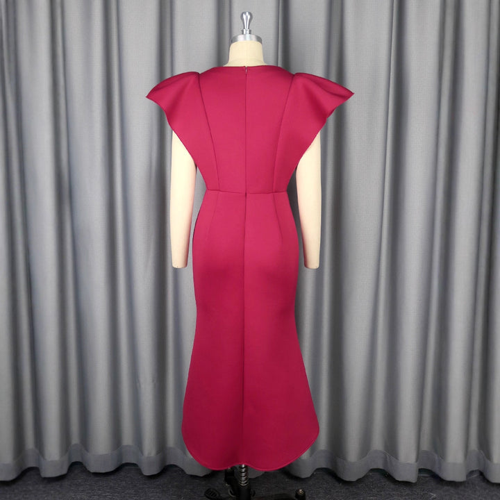 Damen figurbetontes Abendkleid mit voluminösen Rüschendetails Drune