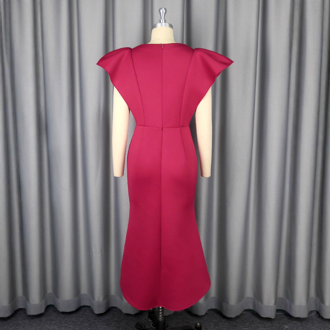 Damen Elegantes Etuikleid mit voluminösen Ärmeln Drune