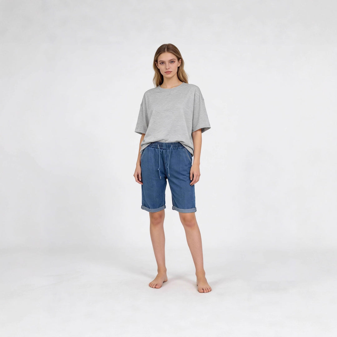 Damen Jeans-Shorts mit elastischem Bund und praktischen Taschen Drune