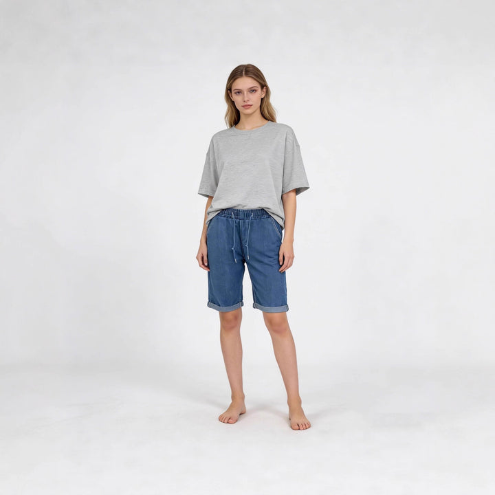 Damen Jeans-Shorts mit elastischem Bund und praktischen Taschen Drune