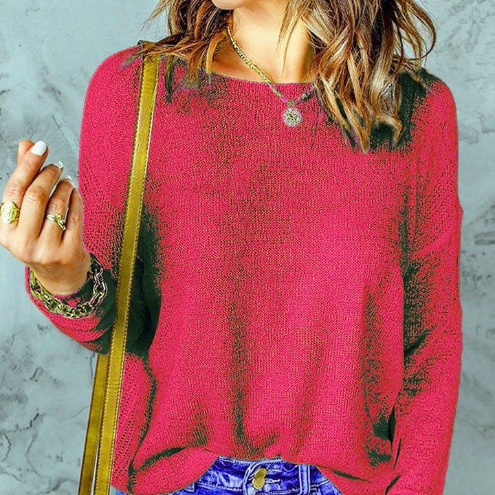 Damen Grober Strickpullover mit weitem Schnitt und dekorativem V-Ausschnitt Drune