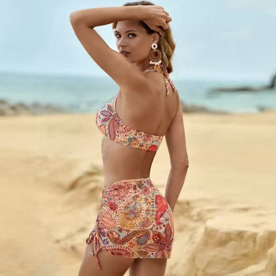 Damen Bikini-Set mit dekorativem Knoten und modischem Rock Drune