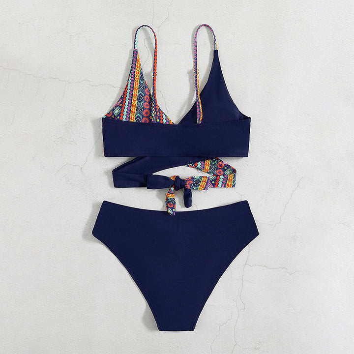 Damen Triangel-Bikini mit modischem geometrischen Muster und verstellbaren Trägern Drune