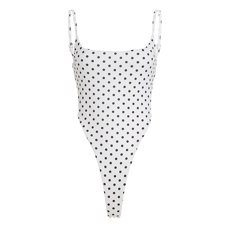 Damen Badeanzug mit hochgeschnittenem Design und verspieltem Polka-Dots-Muster Drune